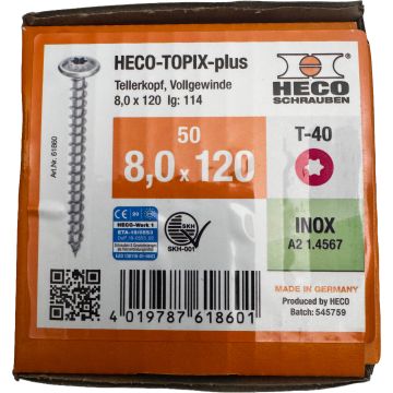 HECO-TOPIX-plus 8,0x120 mm INOX